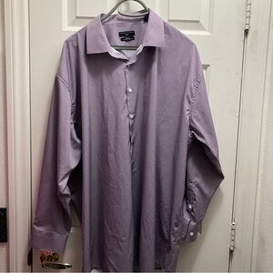 Shaquille O'Neal XLG Shirt Mens 18.5 34/35 Purple Check Big Fit Cooling Stretch